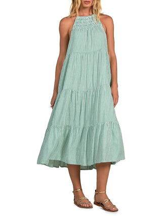 Vestido longo Elan com decote halter e decote profundo, tamanho XS