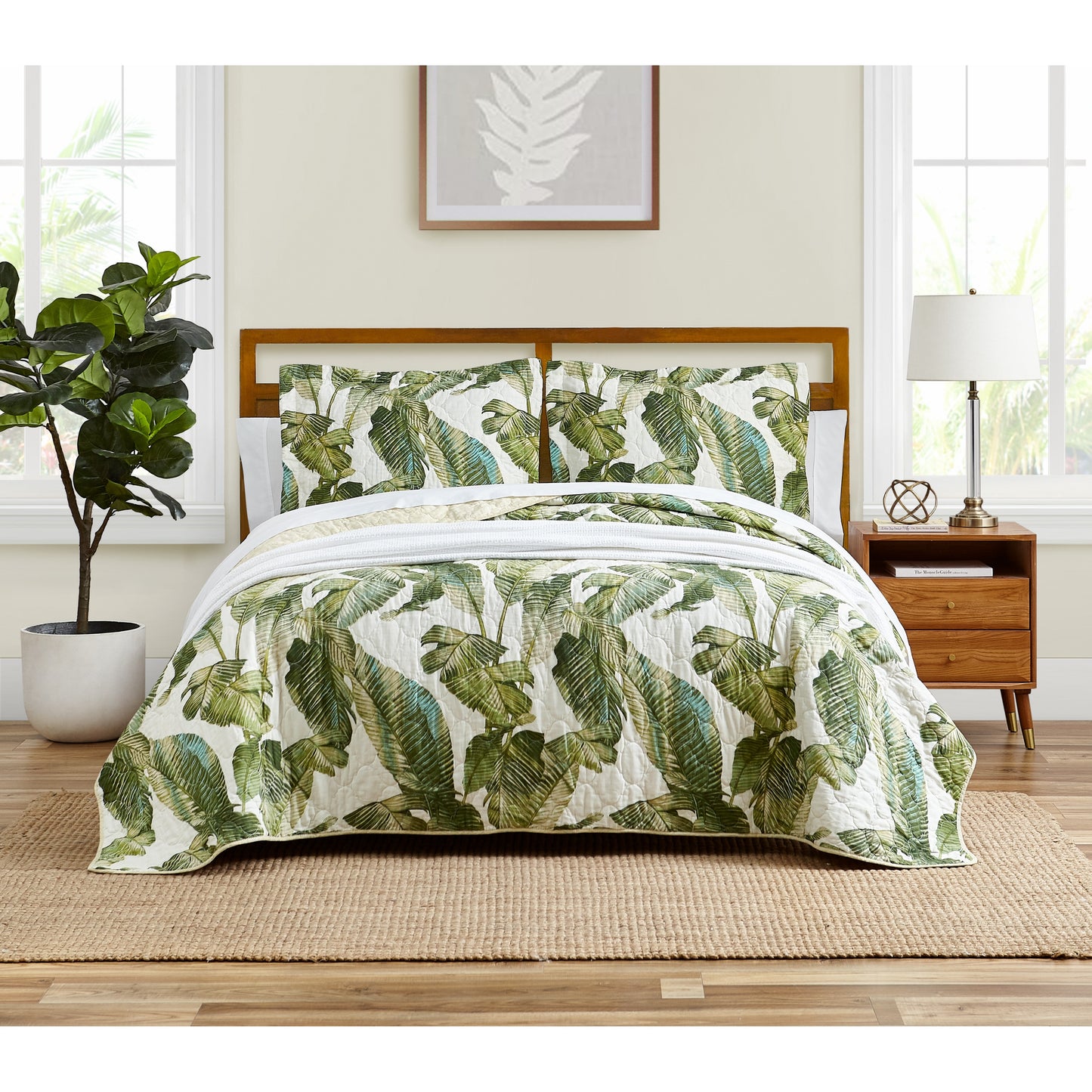 Tommy Bahama Fiesta Palms With Soft Textured Reverse Bedding (Green; 3 Piece Set)