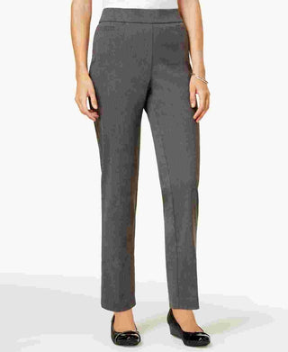 Calça feminina Alfred Dunner Classics Allure Slim Leg, cinza, tamanho 12S