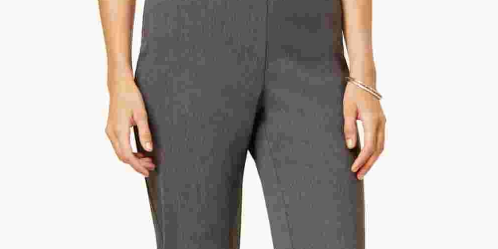 Calça feminina Alfred Dunner Classics Allure Slim Leg, cinza, tamanho 12S