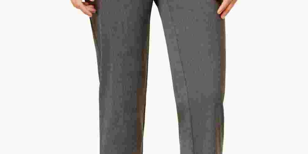 Calça feminina Alfred Dunner Classics Allure Slim Leg, cinza, tamanho 12S
