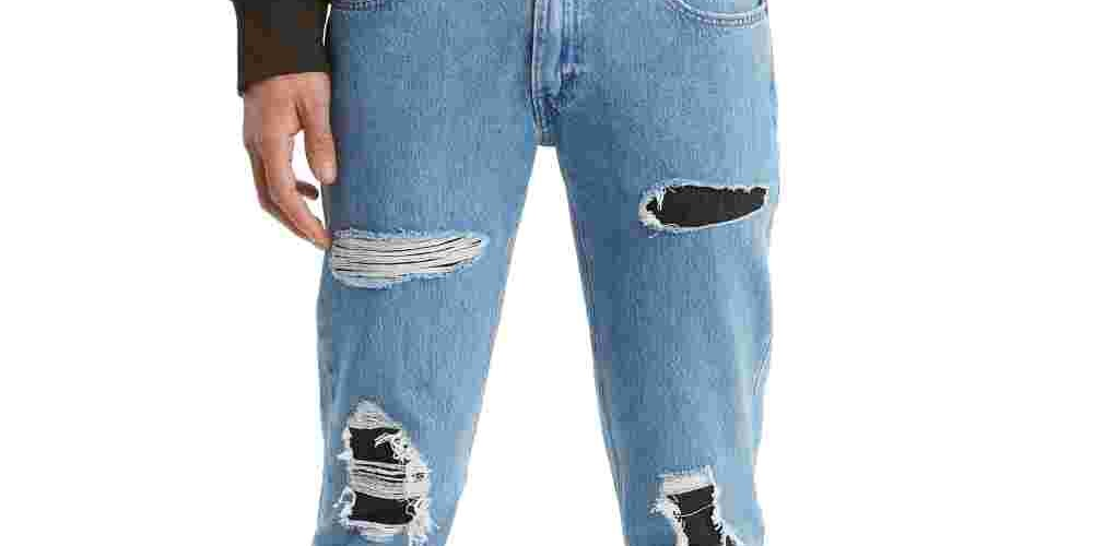 Calça jeans Levi's 511 Slim Fit Rip And Repair Masculina Azul Tamanho 30X30