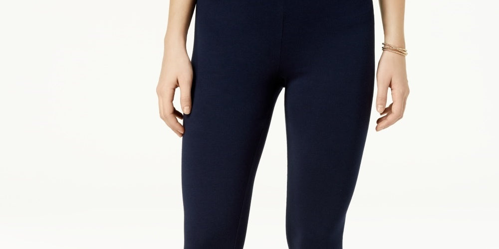 Leggings femininas básicas de cintura média Maison Jules, azul, tamanho pequeno