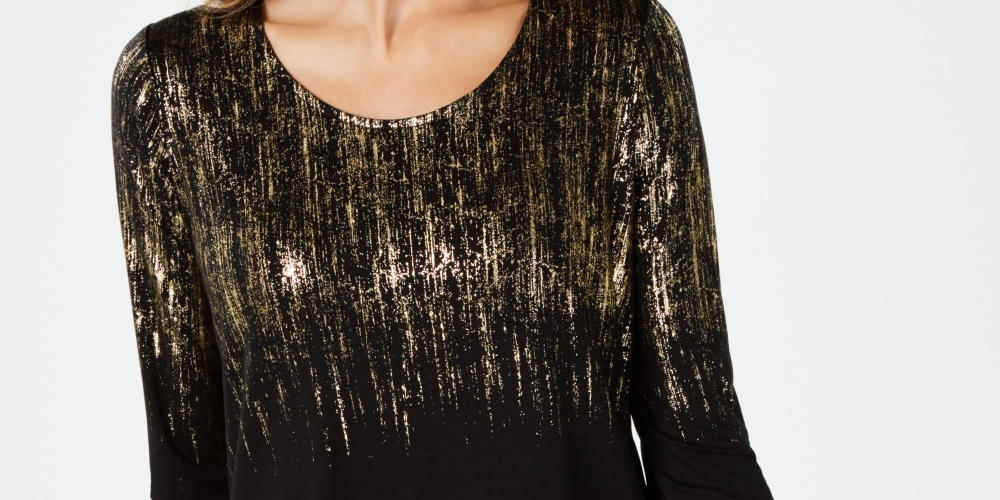 JM Collection Blusa Estampada Feminina Amarela Tamanho 0X