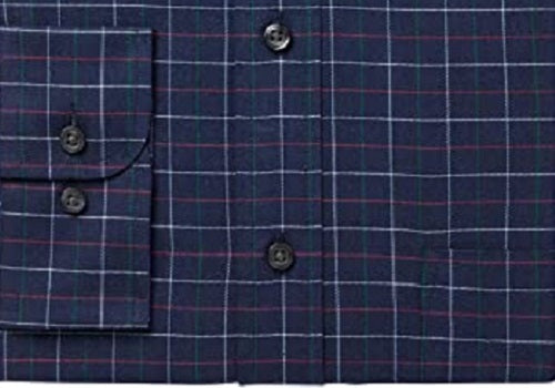 Camisa social masculina Club Room Classic/Regular Fit Performance Windowpane tamanho azul-marinho 15X32-33