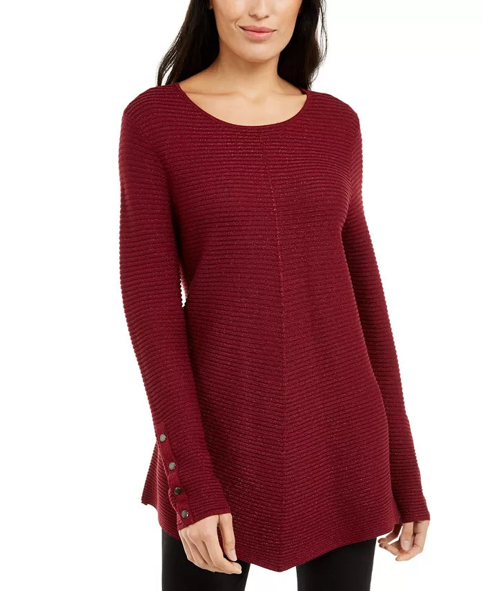 Suéter feminino metálico Alfani, tamanho pequeno, médio, vinho