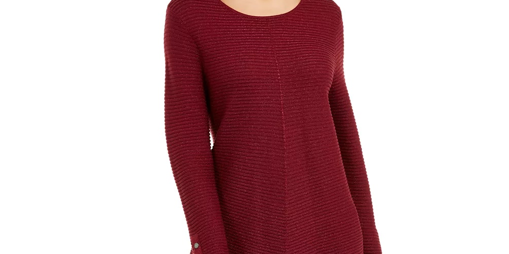 Suéter feminino metálico Alfani, tamanho pequeno, médio, vinho