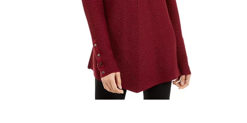 Suéter feminino metálico Alfani, tamanho pequeno, médio, vinho