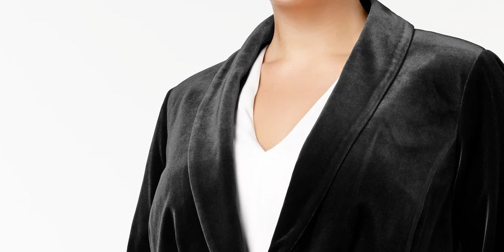 Blazer de veludo plus size feminino INC International Concepts, preto, tamanho 1X