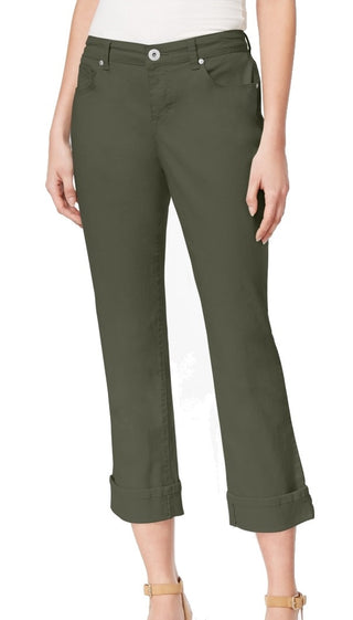 Style & Co Women's Curvy Fit Capri Jeans Green Size 14 Petite