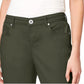 Calça jeans capri feminina estilo curvilíneo, verde, tamanho 6, pequena
