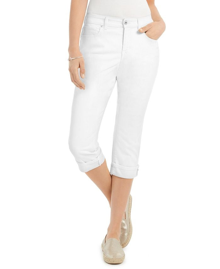 Jeans Capri Curvy-Fit Feminino Estilo &amp; Co Tamanho Natural 14 P