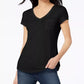 Blusa feminina de algodão com nó frontal e efeito desgastado, preta, tamanho extragrande, da Style &amp; Co