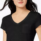 Blusa feminina de algodão com nó frontal e efeito desgastado, preta, tamanho extragrande, da Style &amp; Co