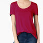 Camiseta feminina Maison Jules com decote redondo, vermelha, tamanho grande