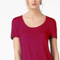 Camiseta feminina Maison Jules com decote redondo, vermelha, tamanho grande