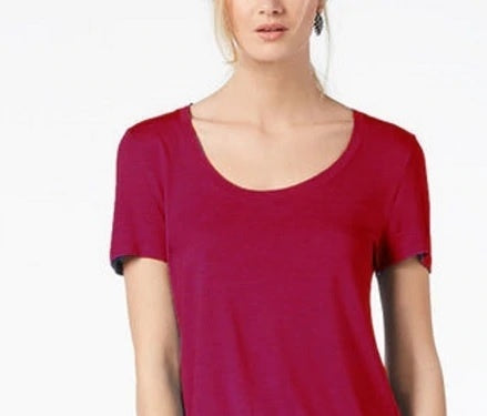 Camiseta feminina Maison Jules com decote redondo, vermelha, tamanho grande