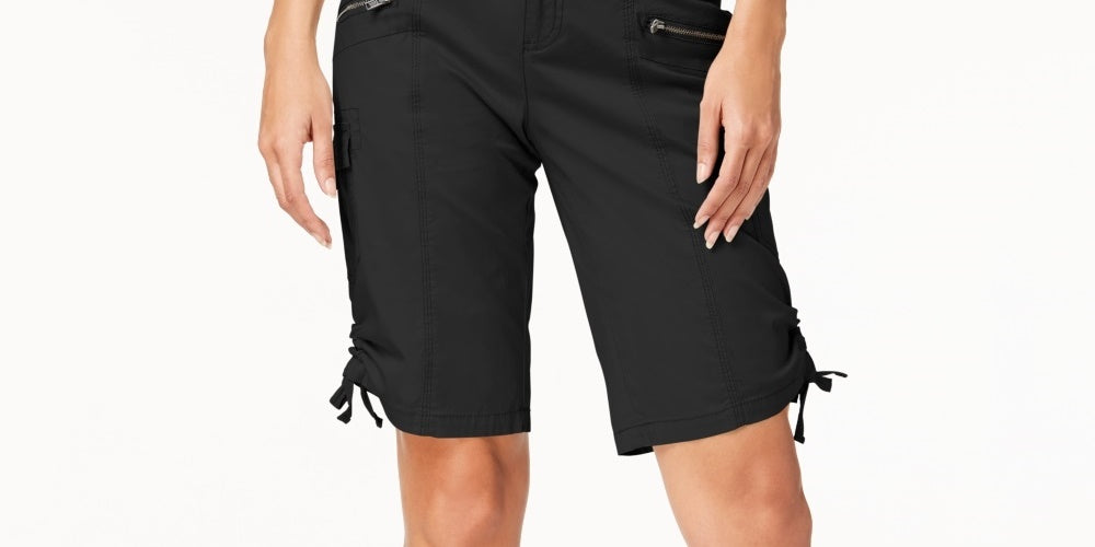 Bermuda cargo feminina com zíper Style &amp; Co, preta, tamanho 18