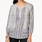 Blusa feminina com decote aberto e manga comprida, estilo &amp; co, branca, tamanho pequeno