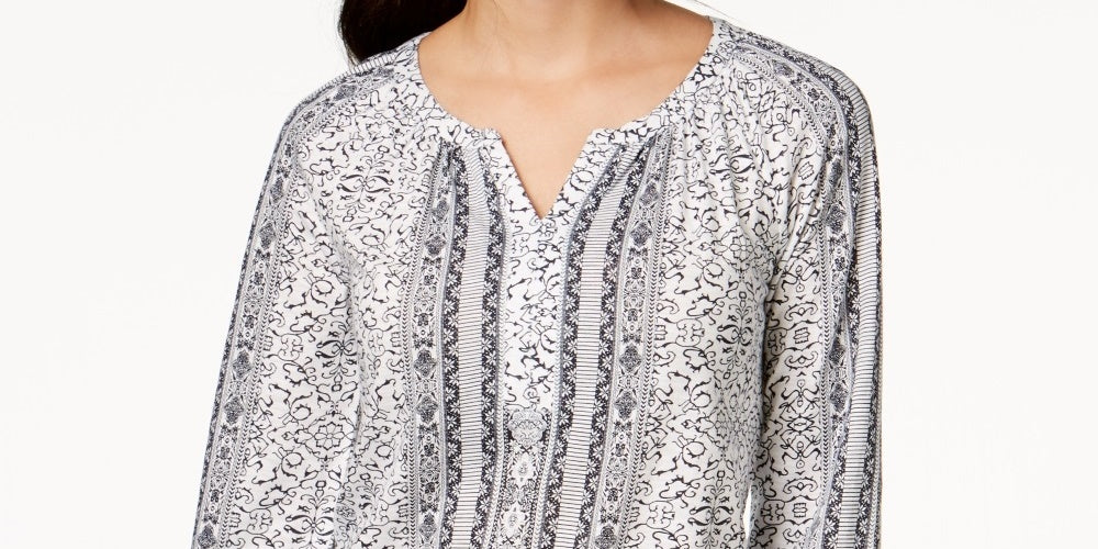 Blusa feminina com decote aberto e manga comprida, estilo &amp; co, branca, tamanho pequeno