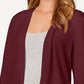 Cardigan feminino com frente aberta Charter Club, tamanho vinho, tamanho extragrande