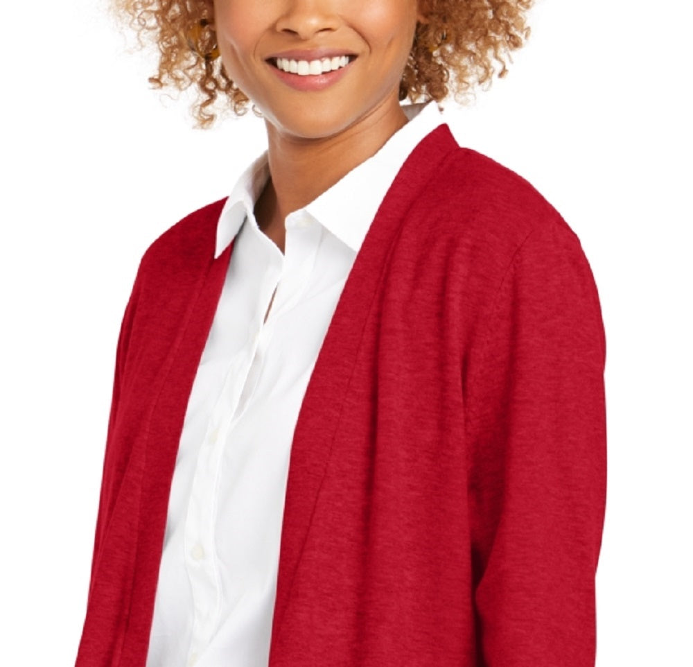 Cardigan feminino Charter Club com frente aberta, vermelho, tamanho X-S