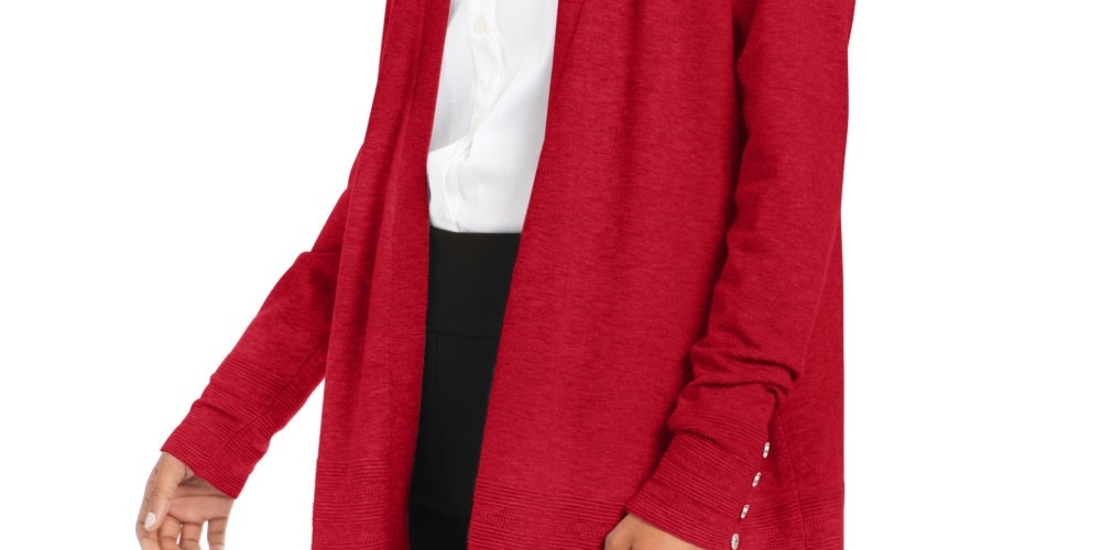 Cardigan feminino Charter Club com frente aberta, vermelho, tamanho X-S