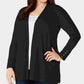 Cardigan feminino Charter Club Pointelle Trim Completer, preto, tamanho 1X