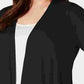 Cardigan feminino Charter Club Pointelle Trim Completer, preto, tamanho 1X