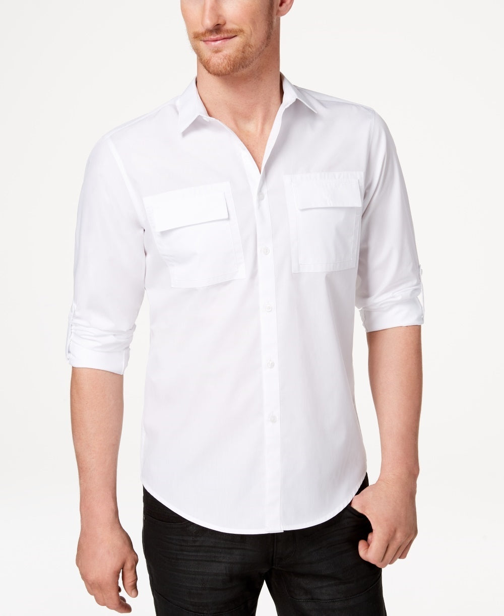 Camisa utilitária masculina INC International Concepts, branca, tamanho X-S