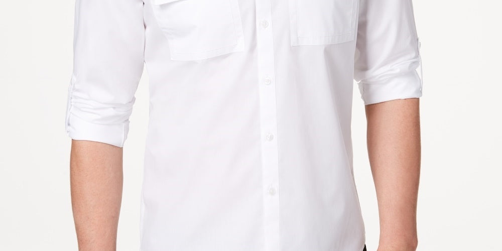 Camisa utilitária masculina INC International Concepts, branca, tamanho X-S