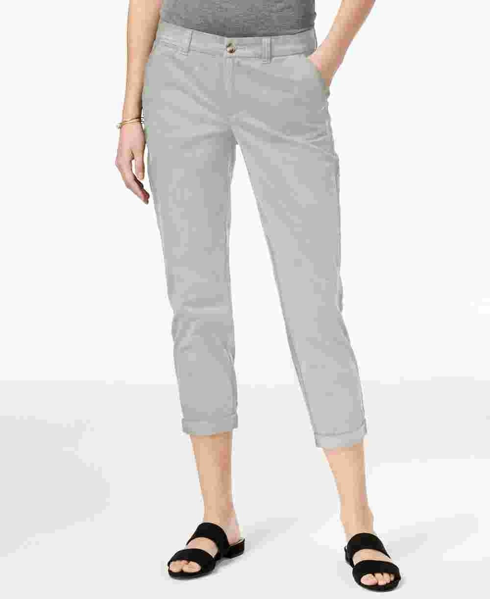 Calça feminina Maison Jules com bolso e zíper, perna reta, bege, tamanho 0