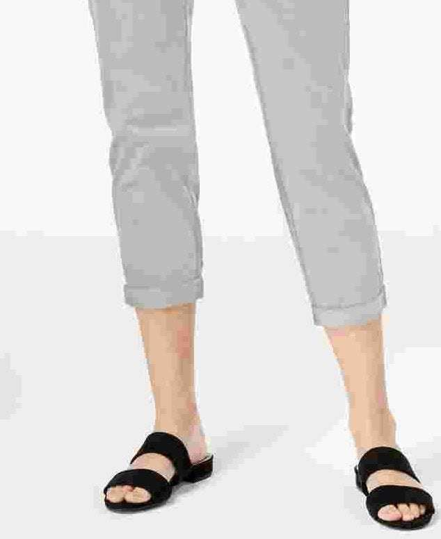 Calça feminina Maison Jules com bolso e zíper, perna reta, bege, tamanho 0