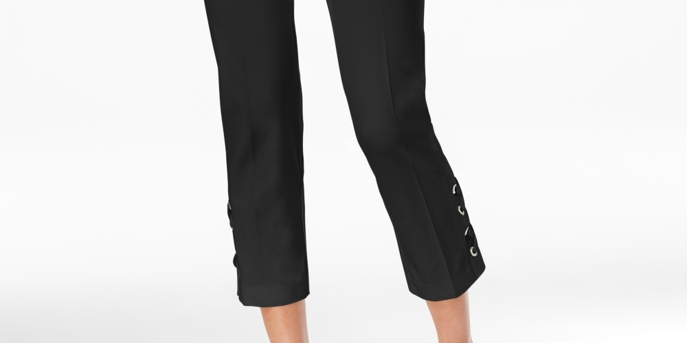 Calça Capri Feminina Alfani com Cadarço Preta Tamanho 8 Petite