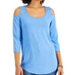 JM Collection Blusa feminina de ombro descoberto azul tamanho X-G