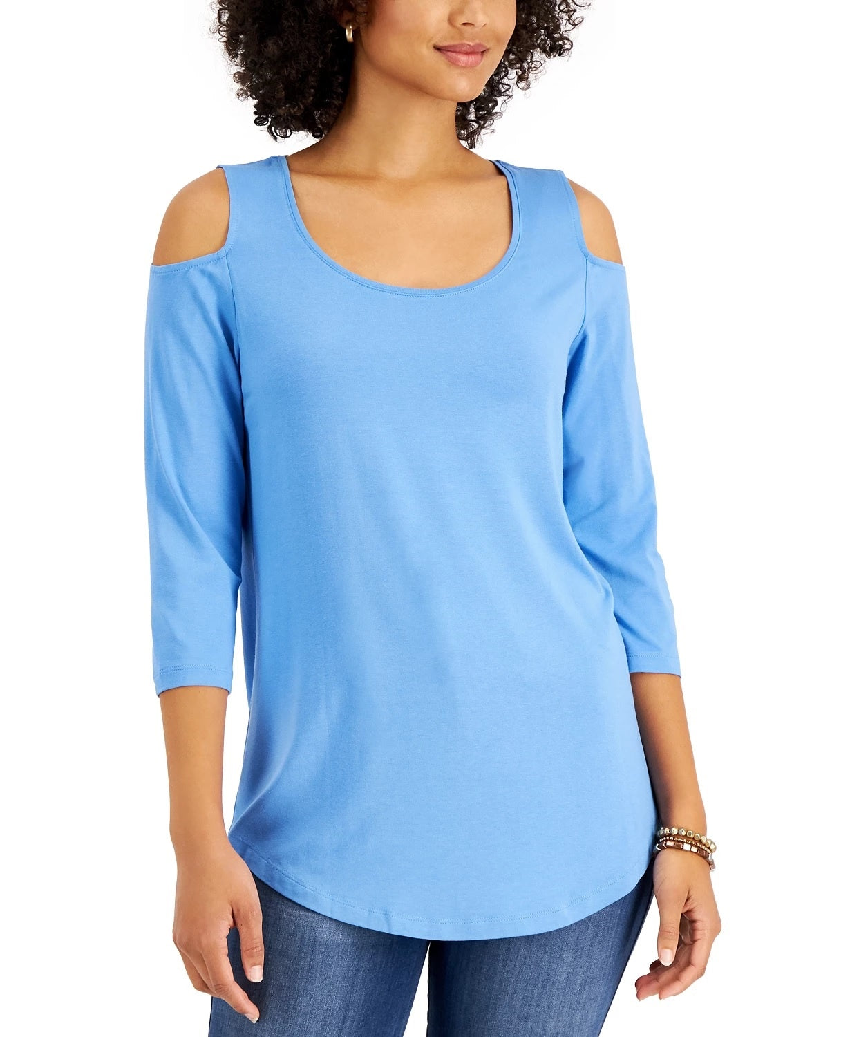JM Collection Blusa feminina de ombro descoberto azul tamanho X-G