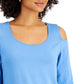 JM Collection Blusa feminina de ombro descoberto azul tamanho X-G
