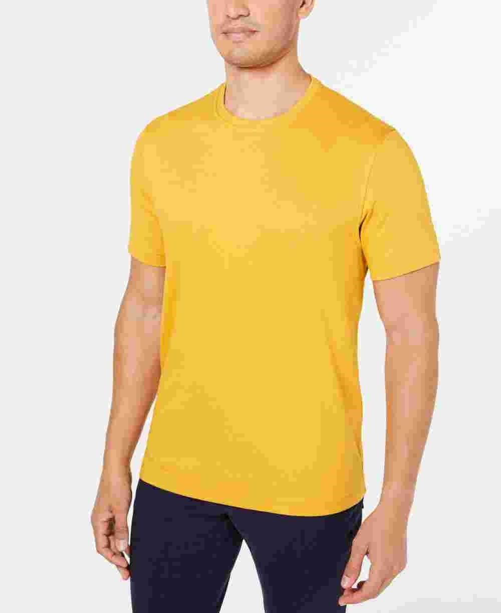Camiseta masculina Tasso Elba Supima Blend com gola redonda e manga curta, amarela, tamanho grande