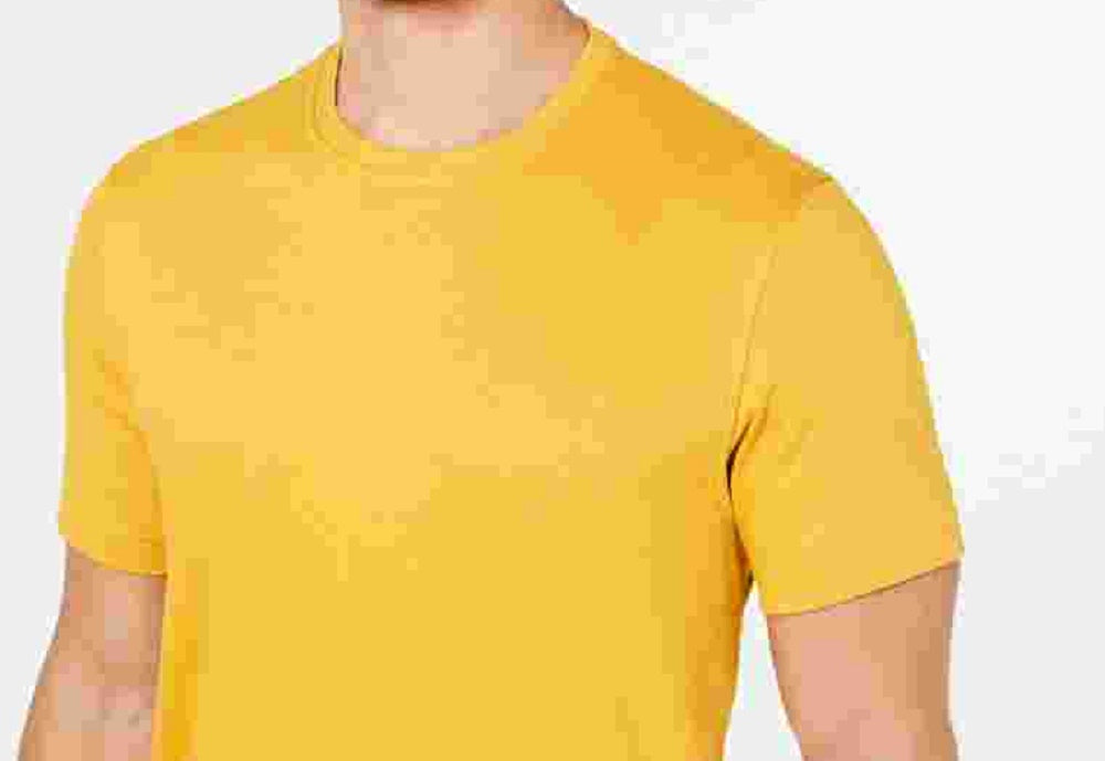 Camiseta masculina Tasso Elba Supima Blend com gola redonda e manga curta, amarela, tamanho grande