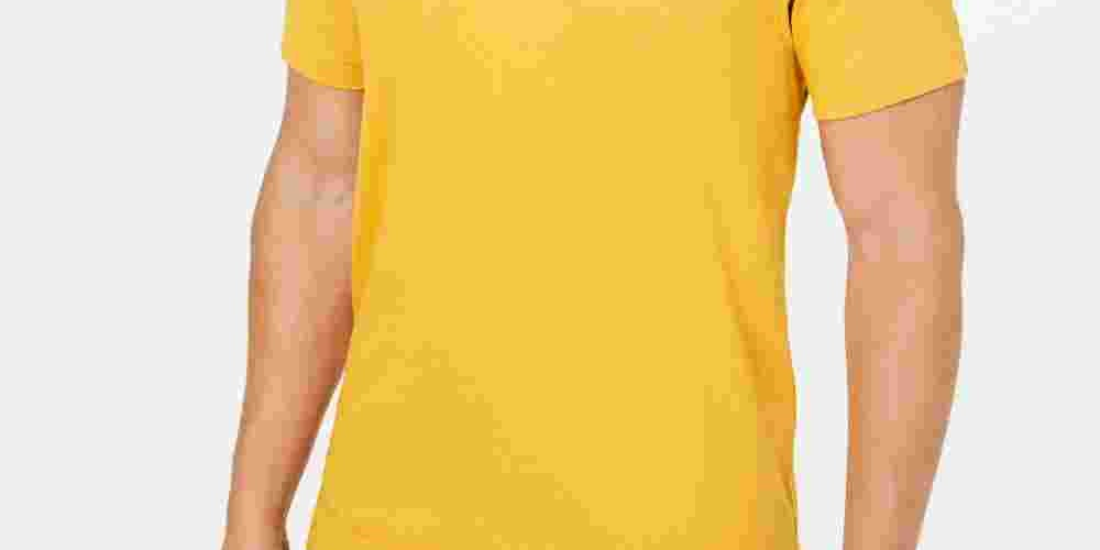 Camiseta masculina Tasso Elba Supima Blend com gola redonda e manga curta, amarela, tamanho grande