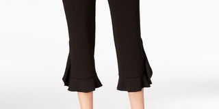 Calça Alfani Feminina com Babados e Bainha Preta Tamanho 6 Petite
