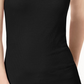 Blusa feminina com decote em V canelado da INC International Concepts, preta, tamanho grande