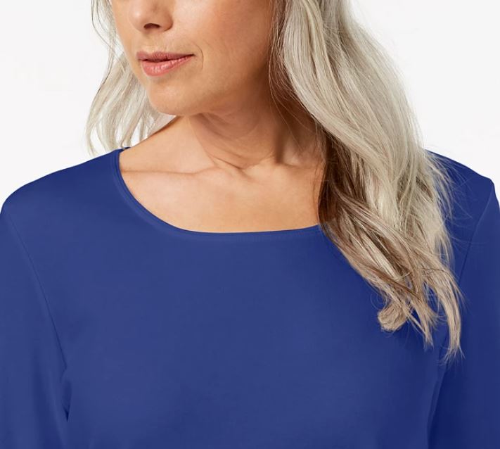 Karen Scott Blusa Feminina Gola Redonda Azul Tamanho Médio