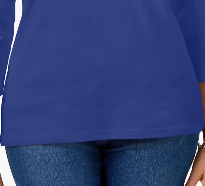 Karen Scott Blusa Feminina Gola Redonda Azul Tamanho Médio