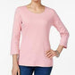 Karen Scott Top feminino com decote redondo rosa tamanho grande