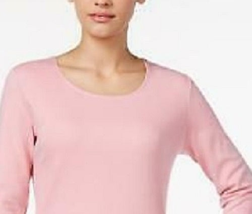 Karen Scott Top feminino com decote redondo rosa tamanho grande