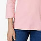 Karen Scott Top feminino com decote redondo rosa tamanho grande