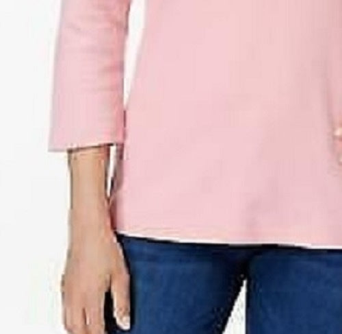 Karen Scott Top feminino com decote redondo rosa tamanho grande