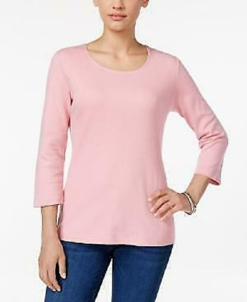 Karen Scott Top feminino com decote redondo rosa tamanho pequeno