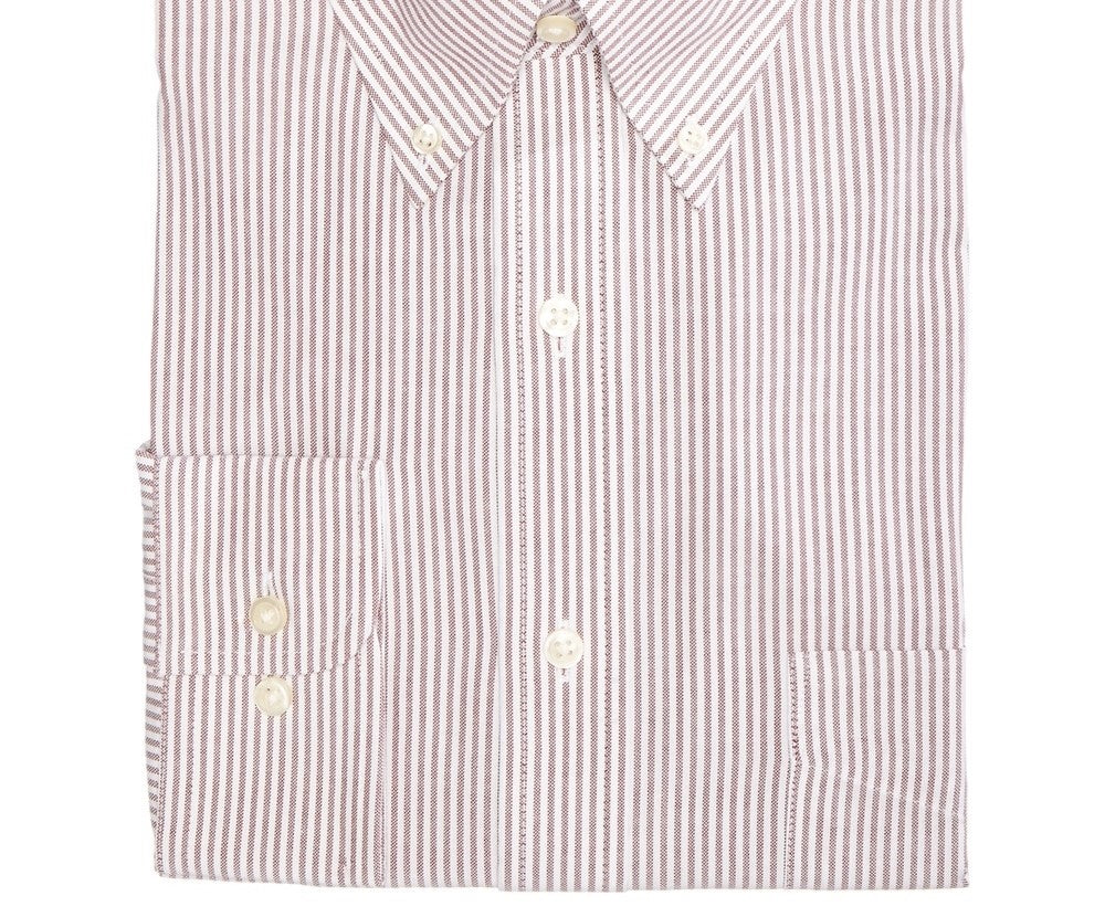 Camisa social masculina Club Room Classic/Regular Fit Stretch, resistente a rugas, com listras universitárias, vermelha, tamanho 34-35